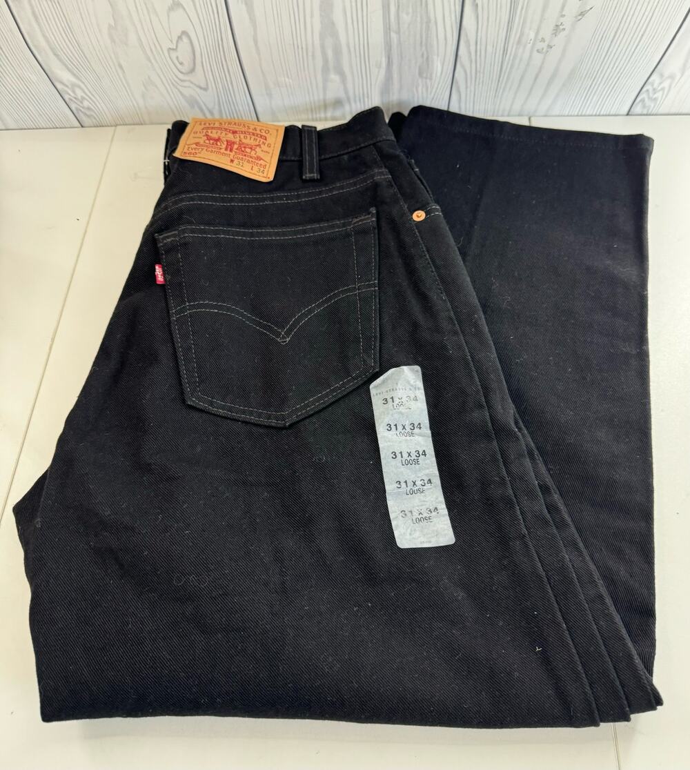 Y2K (2001) Levi’s 560  Black Grunge Relaxed Loose  Tapered Leg Jeans (Size 31)